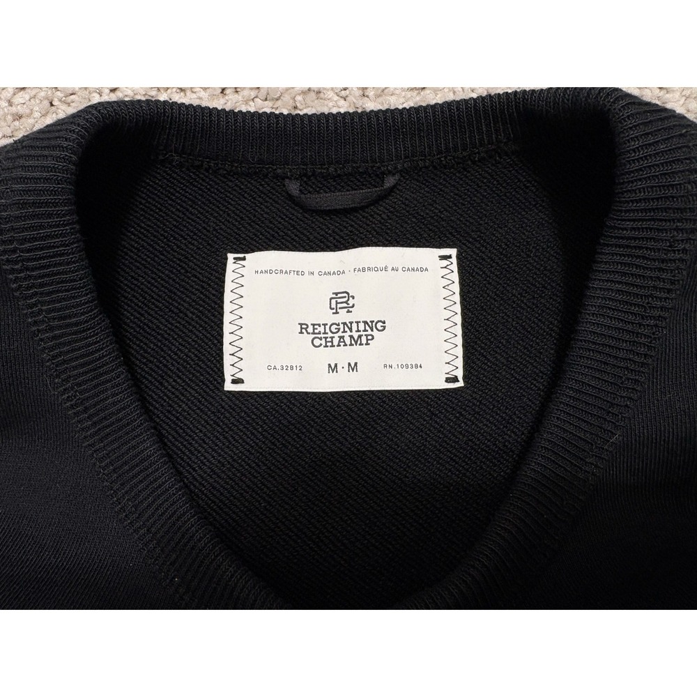 Reigning Champ Sweatshirt Crewneck Pullover Terry Slim Fit Black Mens Medium (M) - Picture 2 of 16